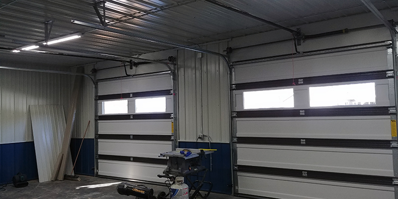 Interior view of double garage doors