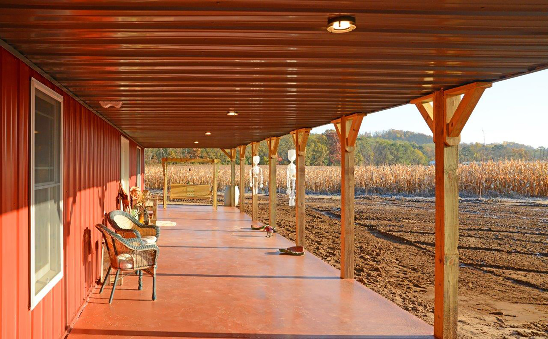 Closeup of front porch area